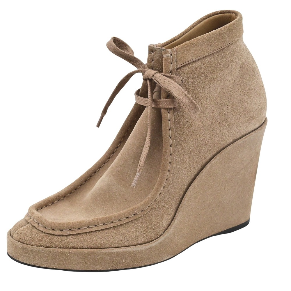 Balenciaga Tan Suede Wedge Ankle Boots Size 39.5 US 9.5 Italy Quiet Luxury